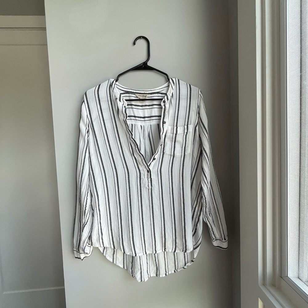 Lucky Brand Button Down Stripe Shirt Size: M